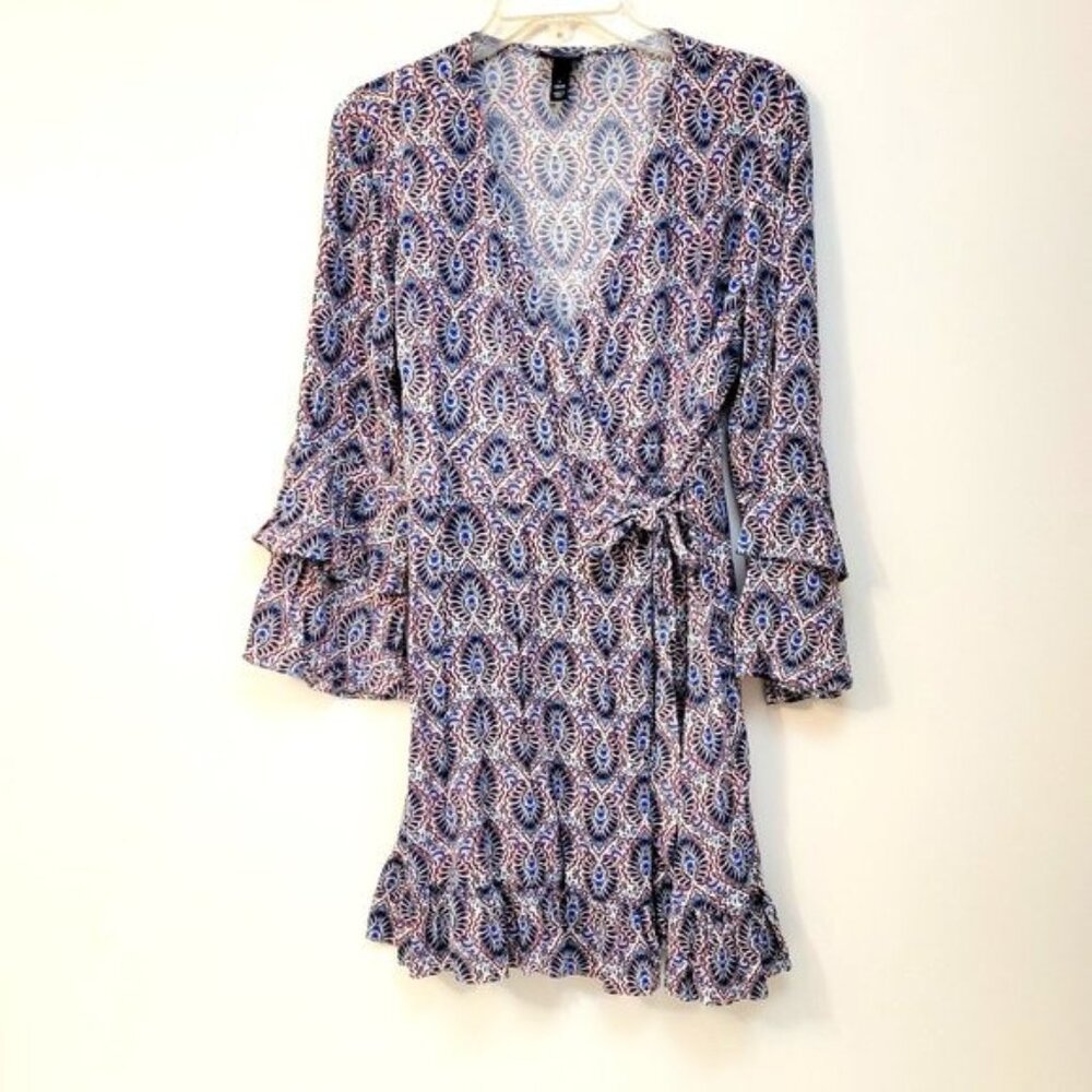 Scoop Ruffled Mini Wrap Dress Size Large - Picture 6 of 8